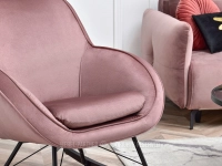 Welurowy fotel bujany COCO PUDROWY - CZARNE DREWNO
