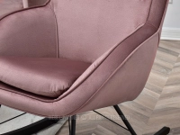 Welurowy fotel bujany COCO PUDROWY - CZARNE DREWNO