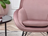 Welurowy fotel bujany COCO PUDROWY - CZARNE DREWNO