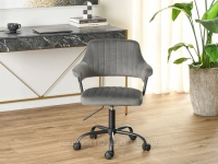 Welurowy fotel do biurka MERLIN SZARY PODSTAWA CZARNY - nowoczesny design