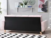 Skandynawska sofa KADI RÓŻOWA z funkcją spania - tył kanapy