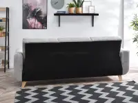 Sofa w stylu skandynawskim z funkcją spania KADI szara - tył w aranżacji