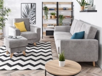 Sofa w stylu skandynawskim z funkcją spania KADI szara - w aranżacji z pozostałymi bryłami KADI