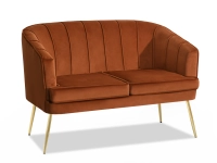 Wygodna sofa dwuosobowa ESTEL MIEDZIANY WELUR - ZŁOTY
