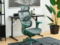 Wygodny fotel zielony do pracy przy komputerze HANOI - ergonomiczne siedzisko