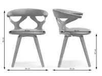 Ażurowe krzesło obrotowe BONITO CZARNY - ORZECH - wymiary krzesła
