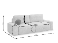 Sofa rozkładana z funkcją spania i pojemnikiem na pościel LINDO BEŻOWY - wymiary