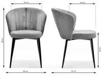 Wygodne krzesło tapicerowane ZITA GRAFIT - CZARNY - wymiary