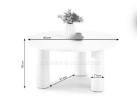 Minimalistyczny stolik kawowy LUNAR 80 BIAŁY - wymiary