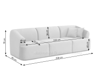 Modułowa SZARA sofa welur GRAY - 2 poduszki - wymiary