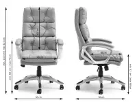 Fotel obrotowy do biurka BENON SZARY EKO-SKÓRA - SZARY - wymiary fotela biurowego
