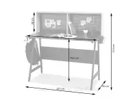 Biurko z tablicą magnetyczną ALVAR CZARNE  - wymiary biurka