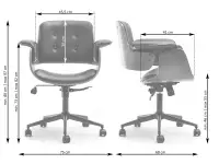 Fotel biurowy drewniany DUCK DĄB CZARNY - CHROM - wymiary fotela
