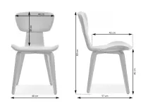 Wygodne krzesło ASALA boucle BEŻOWE - NOGA DĄB -  wymiary krzesła do stołu