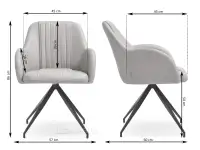 Obrotowe krzesło z ekoskóry CHIARA BRĄZ - CZARNY - wymiary