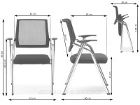 Czarne krzesło konferencyjne HENRY SIATKA MESH - CHROM - wymiary