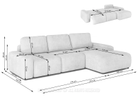 KREMOWA sofa narożna rozkładana ARMONIA - wymiary