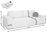 Rozkładana sofa wypoczynkowa CRAFT KREM CZARNY - wymiary