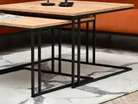Komplet stolików 2W1 DARK DĄB ZŁOTY I CZARNY STELAŻ - czarne nogi