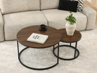 Zestaw dwóch okrągłych stolików KAREL ORZECH - CZARNY - ponadczasowy design 