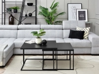 Zestaw stolików DARK XL i S CZARNY do salonu - w aranżacji z narożnikiem MIAMI 10