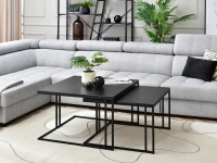 Zestaw stolików DARK XL i S CZARNY do salonu - w aranżacji z narożnikiem MIAMI 10