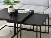 Zestaw stolików DARK XL i S CZARNY do salonu - duża powierzchnia blatów