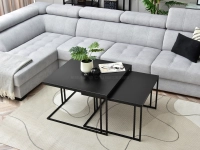 Zestaw stolików DARK XL i S CZARNY do salonu - w aranżacji z narożnikiem MIAMI 10