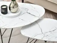 Elegancki komplet stolików kawowych RAVA XL S BIAŁY MARMUR - efekt marmuru