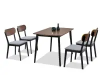 Zestaw RASTO stół i 4 krzesła do jadalni czarny+orzech+szary