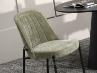Minimalistyczne ZIELONE krzesło do salonu ERNEST CZARNE NOGI - stylowe przeszycia