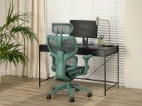 Wygodny fotel zielony do pracy przy komputerze HANOI - ergonomiczny fotel do pracy lub nauki 