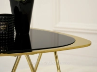 Złoty stolik ze szklanym blatem VIVO S CZARNE SZKŁO - ZŁOTY - widoczna struktura szkła