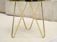 Złoty stolik ze szklanym blatem VIVO S CZARNE SZKŁO - ZŁOTY - metalowa podstawa w złotym kolorze 