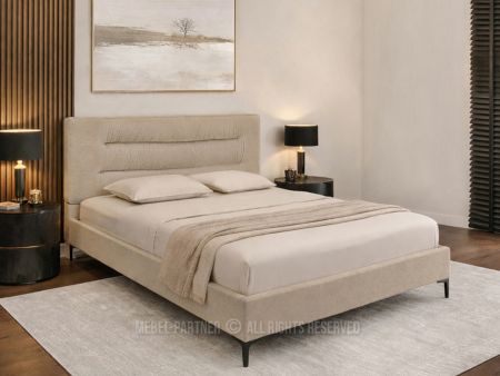 Stylowe łóżko 140x200 z zagłówkiem CIEMNY BEŻ CORDEL CZARNY - w aranżacji